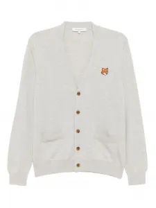 Кардиган с нашивкой Bold Fox Head Maison Kitsuné, серый
