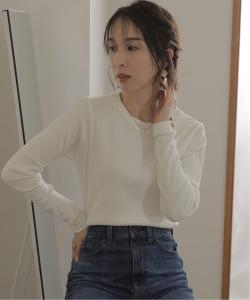 Футболка с круглым вырезом и длинными рукавами в рубчик, аккуратный крой, блузка с длинными рукавами Pourvous, цвет Off White