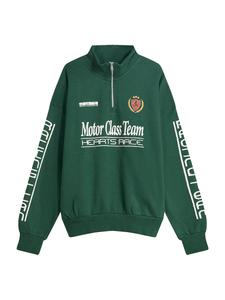 Толстовка Bershka MOTOR CLASS TEAM, темно-зеленый