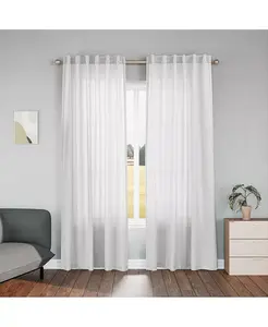 Шторы с имитацией льна, светофильтрующие, полупрозрачные, в стиле фермерского дома (2 панели), 52 x 84 дюйма Awesome Home, white