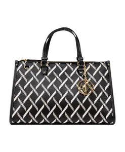 Элегантная плетеная сумка с верхней ручкой Armani Exchange, черный