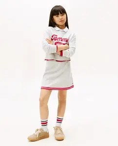 Вязаная юбка для девочки с вышитым флагом Tommy Hilfiger, светло-серый