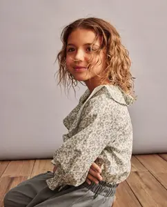 Блузка с длинными рукавами, воланами по всей поверхности, двухцветный принт, детский крой Coconut El Corte Inglés, зеленый