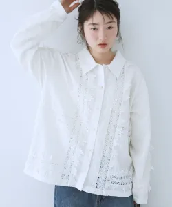 Кружевная рубашка в винтажном стиле Kbf, цвет Off White