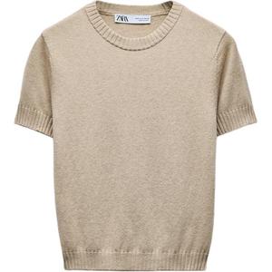 Трикотажная футболка ZARA, лаймового цвета