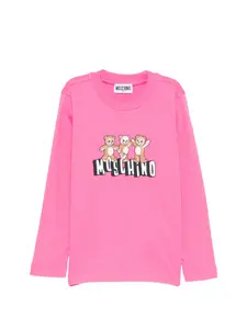 Футболка с логотипом Teddy Moschino Kids, розовый