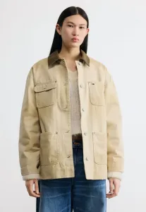 Потертая холщовая куртка свободного кроя, летняя куртка для работы Tommy Jeans, White Clay