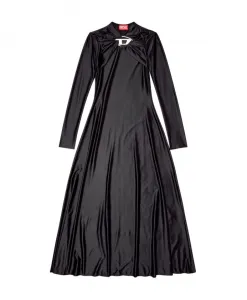 Атласное платье А-силуэта с перекрученным воротником Diesel, черный