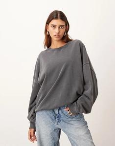 Джемпер оверсайз ARRANGE премиум-класса с кислотной стиркой в ​​антрацитовом цвете