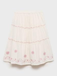 Детская хлопковая юбка Scarlett с вышивкой Mango, Light Beige
