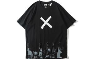 UNIQLO Футболка унисекс с принтом Jump, черная, Черный