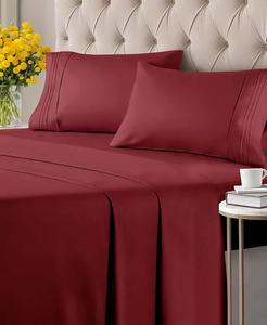 Комплект простыней из микрофибры из 4 предметов — Twin Extra Long CGK Unlimited, красный