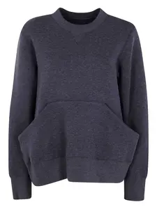 Хлопковая толстовка с карманом-кенгуру SACAI, серый