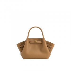 JW PEI Миниатюрная плиссированная сумка-тоут с застежкой, Latte Waxed Leather