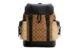 COACH Рюкзак Hudson Canvas With Leather средний мужской khaki, brown и black