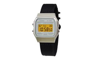 CASIO Мужские часы Retrofit Series с кварцевым механизмом и нейлоновым ремешком, черный циферблат