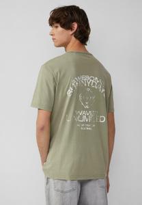 Футболка с принтом GEWASCHENES MIT FRONT- UND RÜCKEN QS, зеленый