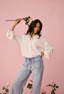 Блузка giulia с пуговицами в форме сердца Kaffe, Optical White W/Pink Hearts