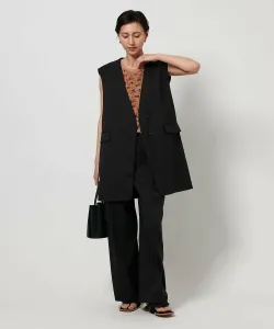 Длинный жилет с V-образным вырезом United Arrows, цвет Black