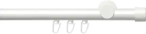 Карниз Liedeco "Внутренняя направляющая с заглушкой 20 мм", 1 направляющая, фиксированного размера, карниз в сборе 240 см, Ø 20 мм, белый