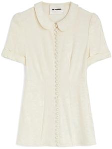 Jil Sander жаккардовая рубашка с цветочным узором, белый