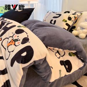 Yalu Комплект постельного белья 1,2 м, 3 предмета: пододеяльник 150x200 см, цвет HiPee Dog, утолщенный, теплый, мягкий, приятный к телу