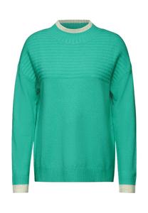 Вязаный свитер с ребристыми манжетами Cecil, цвет 26215 aventurine