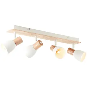 Блестящий потолочный светильник Daintree E14, ширина 58 см, E14, металл/дерево, белый/натуральный Brilliant, белый/натуральный