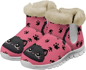 Женские зимние ботинки JoyLamoria с утеплителем из меха, нескользящие, ботильоны до щиколотки, водонепроницаемые, для холодной погоды и снега, Cute Cat Paw Print