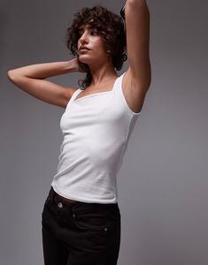 Топ Topshop с квадратным вырезом и толстыми бретелями цвета слоновой кости