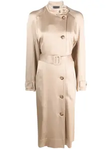 Двубортное пальто с поясом 10 CORSO COMO, нейтральный