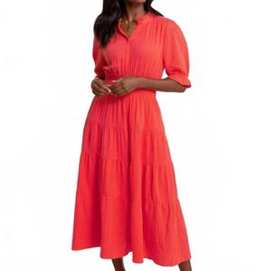 Christa Короткий рукав Макси-платье в оттенке закатного коралла SOUTHERN TIDE