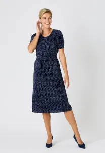 Постоянное плиссированное повседневное платье Damart, Marine Pois