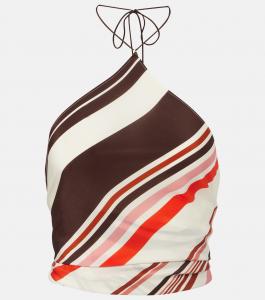 Полосатый топ из шелкового атласа с открытой спиной Thistle SIR, Rose Baiadera