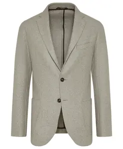 Экологичный шерстяной блейзер с бархатными карманами Bugatti, бежевый