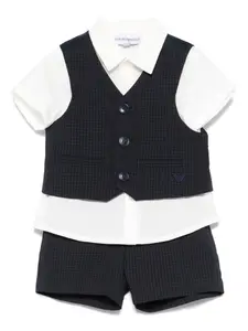 Комплект из топа и шортов в клетку Emporio Armani Kids, синий