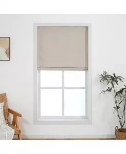 Беспроводная римская штора из бархата шенилла блэкаут 23x64 дюйма, сланцево-синяя Shadisfy, oatmeal