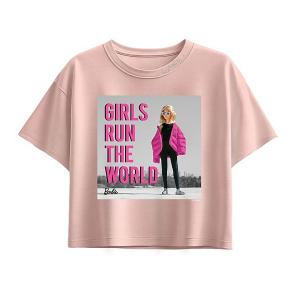 Футболка Boxy для девочек 7-16 лет Run the World Barbie, Light Pink