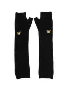 Вышитые перчатки без пальцев GANNI, черный