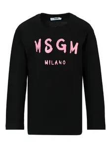 Футболка с длинными рукавами и логотипом MSGM Kids, черный