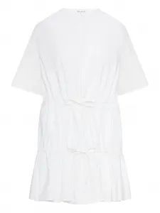 Платье с кулиской и оборками Alaïa, белый