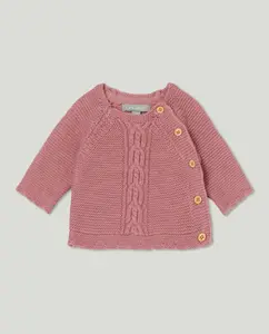 Детский трикотажный джемпер с воротником-стойкой, центральной косой и боковой застежкой Coconut El Corte Inglés, сливовый