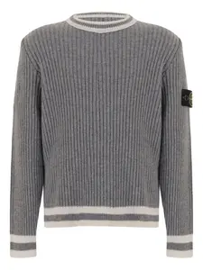 Свитер с круглым вырезом и логотипом Stone Island Junior, серый