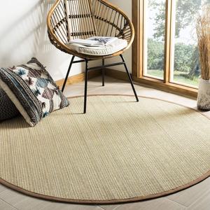 SAFAVIEH Natural Fiber Collection круглый ковер 183 x 183 см multi / light brown NF132D с каймой в полоску из сизаля