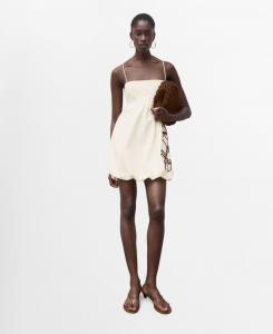 Женское платье с вышивкой и эффектом воздушного шара MANGO, Off White