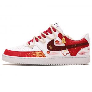 Nike Мужские износостойкие низкие скейтбордные кроссовки Court Vision 1, красно-белый