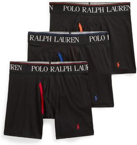 Мужские боксеры-трусы POLO RALPH LAUREN 4D Flex Cooling из микрофибры, 3 шт., Polo Black