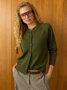 Кардиган Suna из чистой шерсти Baukjen, Dark Olive