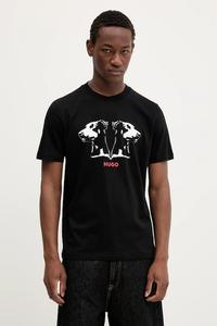 Хлопковая футболка Hugo, черный