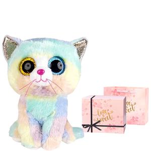 Ty Плюшевая кукла Sheer Heterochromatic Colorful Cat, Cassidy Lavender Cat Dolls высотой 17см/24см